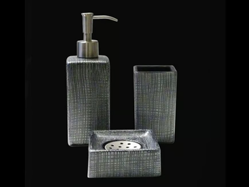 VENICE SET BLACK/SILVER - Countertop glass toothbrush holder by Glass Design - view 2